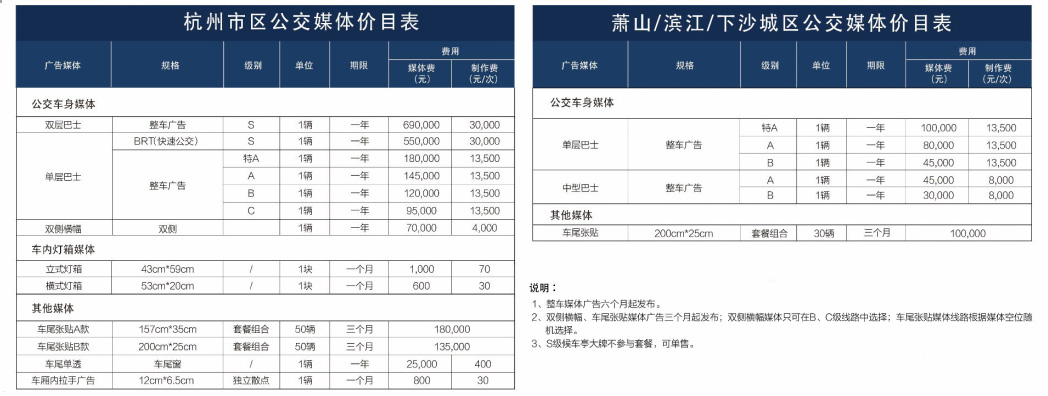 杭州廣告刊例價