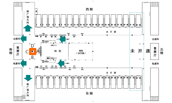 出站口服務(wù)臺墻面燈箱點位